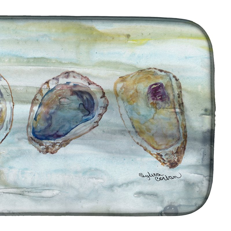 Caroline's Treasures 14 In X 21 In Oysters Watercolor Dish Drying Mat In Multi