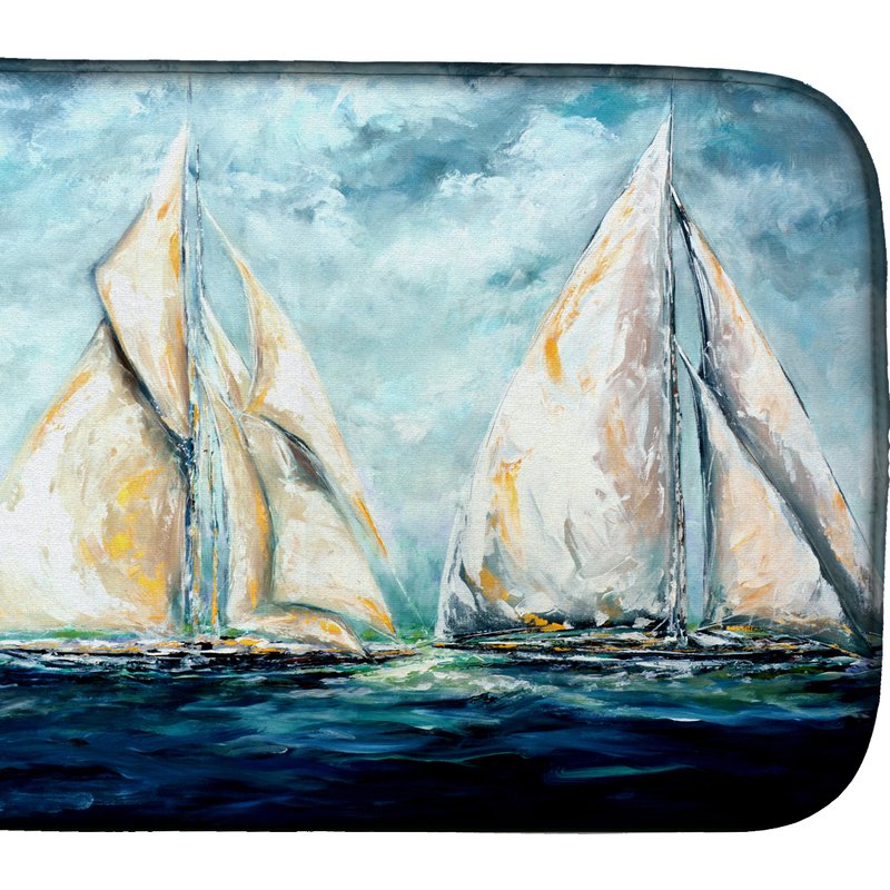 Caroline's Treasures 14 In X 21 In The Last Mile Sail Boats Dish Drying Mat