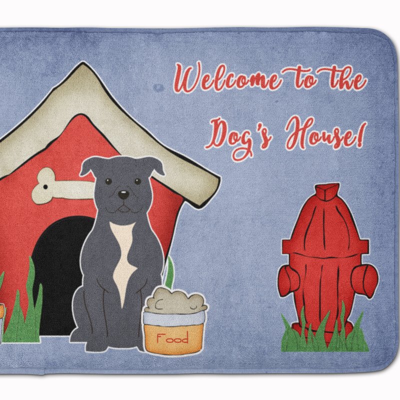 Shop Caroline's Treasures 19 In X 27 In Dog House Collection Staffordshire Bull Terrier Blue Machine Washable Memory Foam Mat