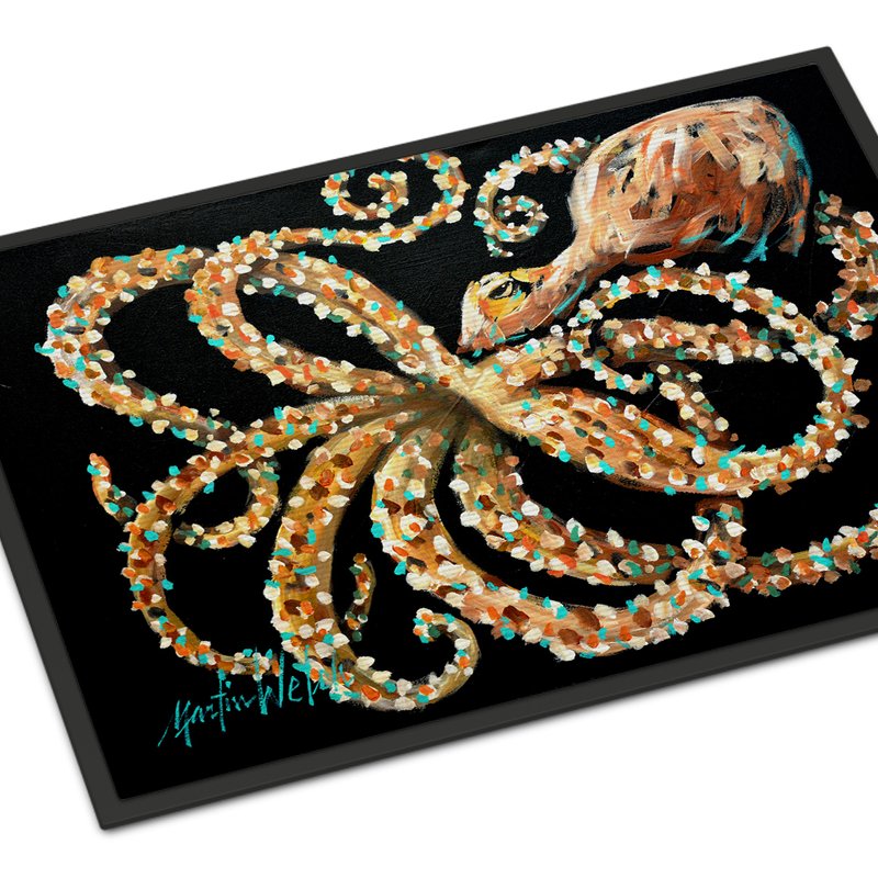 Caroline's Treasures 24 In X 36 In Eye On You Octopus Door Mat Indoor/outdoor In Black