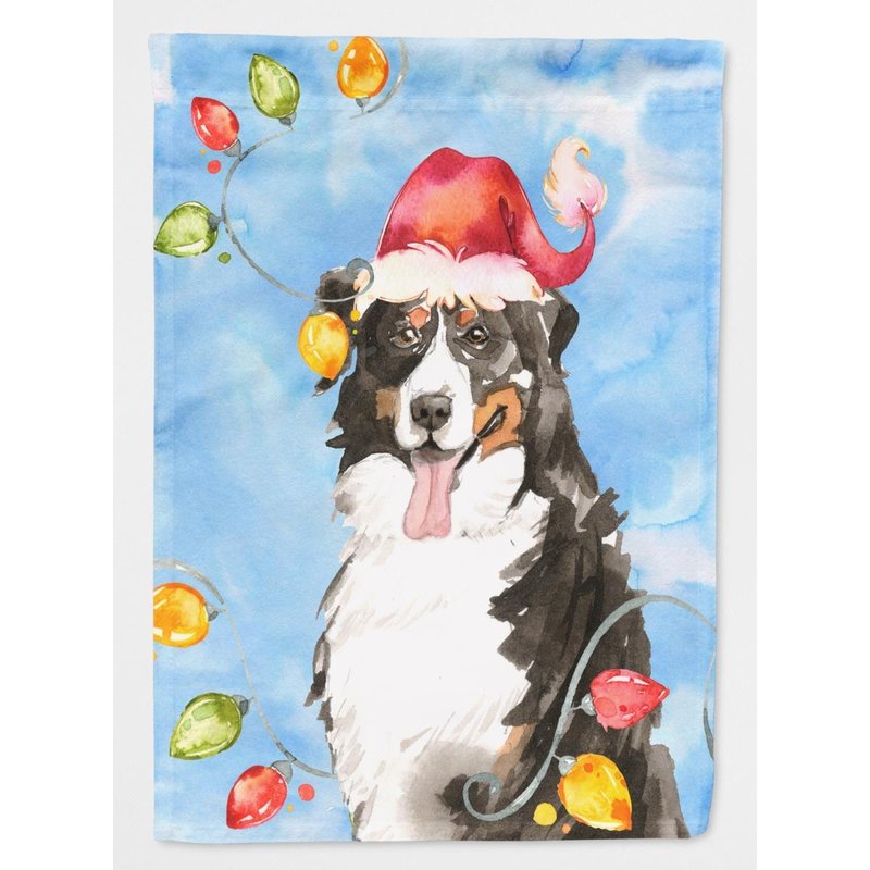 Caroline's Treasures 28 X 40 In. Polyester Christmas Lights Bernese Mountain Dog Flag Canvas House Size 2-sided Heavyweig