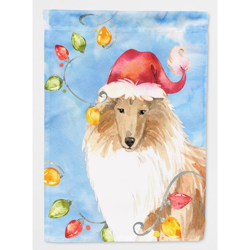 Caroline's Treasures 28 X 40 In. Polyester Christmas Lights Collie Flag Canvas House Size 2-sided Heavyweight