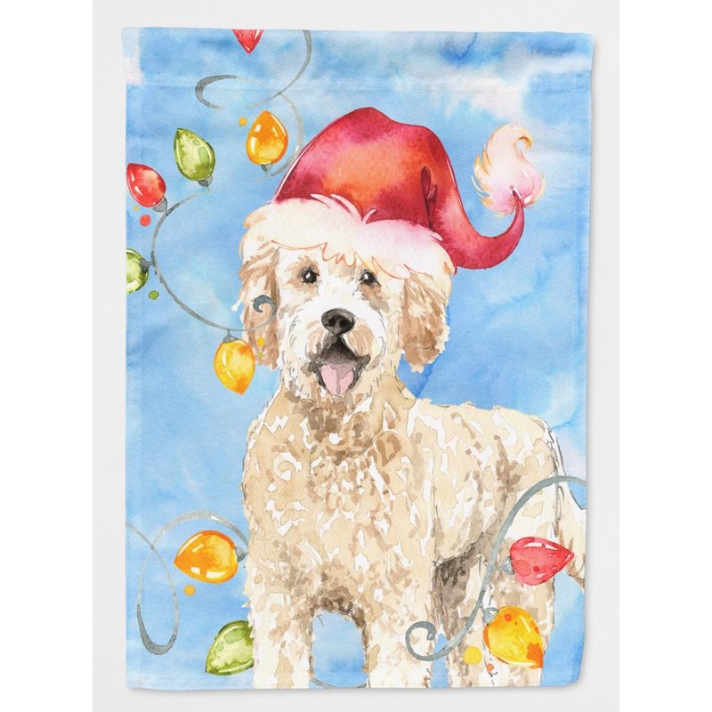 Caroline's Treasures 28 X 40 In. Polyester Christmas Lights Goldendoodle Flag Canvas House Size 2-sided Heavyweight