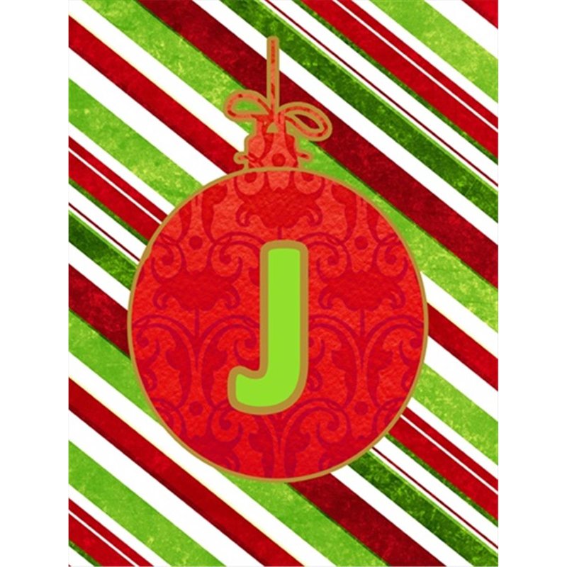 Caroline's Treasures 28 X 40 In. Polyester Christmas Oranment Holiday Initial Letter J Flag Canvas House Size 2-sided Hea
