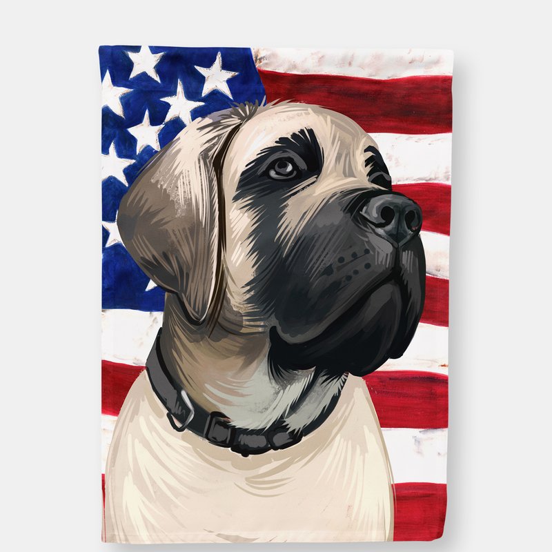 Caroline's Treasures 28 X 40 In. Polyester English Mastiff Dog American Flag Flag Canvas House Size 2-sided Heavyweight In Red