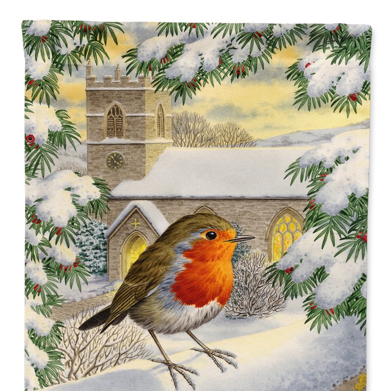 Caroline's Treasures 28 X 40 In. Polyester European Robin Waiting Flag Canvas House Size 2-sided Heavyweight