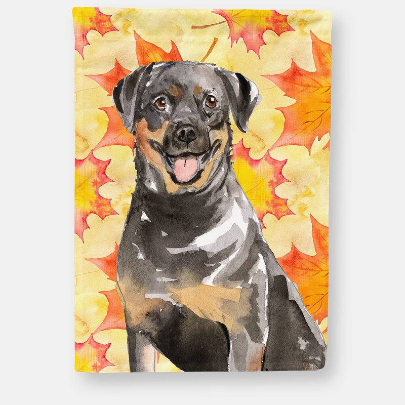 Caroline's Treasures 28 X 40 In. Polyester Fall Leaves Rottweiler Flag Canvas House Size 2-sided Heavyweight