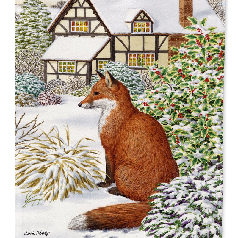 Caroline's Treasures 28 X 40 In. Polyester Fox By The Cottage Flag Canvas House Size 2-sided Heavyweight