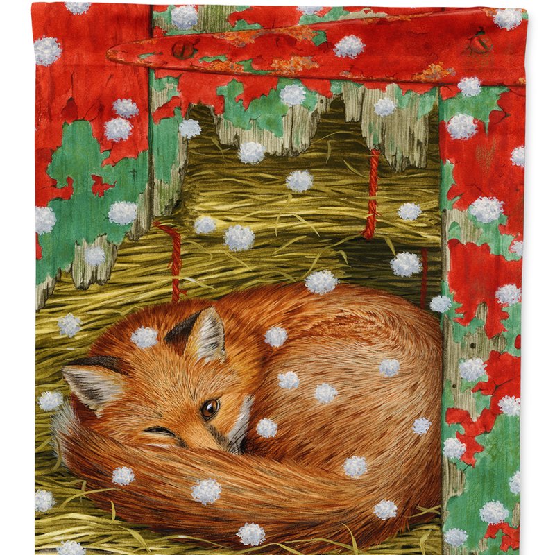 Caroline's Treasures 28 X 40 In. Polyester Fox Sleeping In The Snow Flag Canvas House Size 2-sided Heavyweight