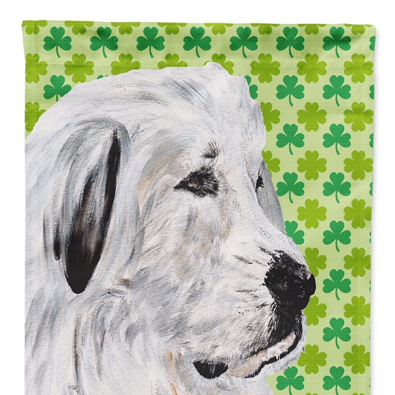 Caroline's Treasures 28 X 40 In. Polyester Great Pyrenees Lucky Shamrock St. Patrick's Day Flag Canvas House Size 2-sided