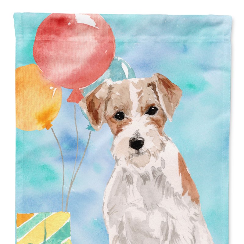 Caroline's Treasures 28 X 40 In. Polyester Happy Birthday Jack Russell Terrier Flag Canvas House Size 2-sided Heavyweight