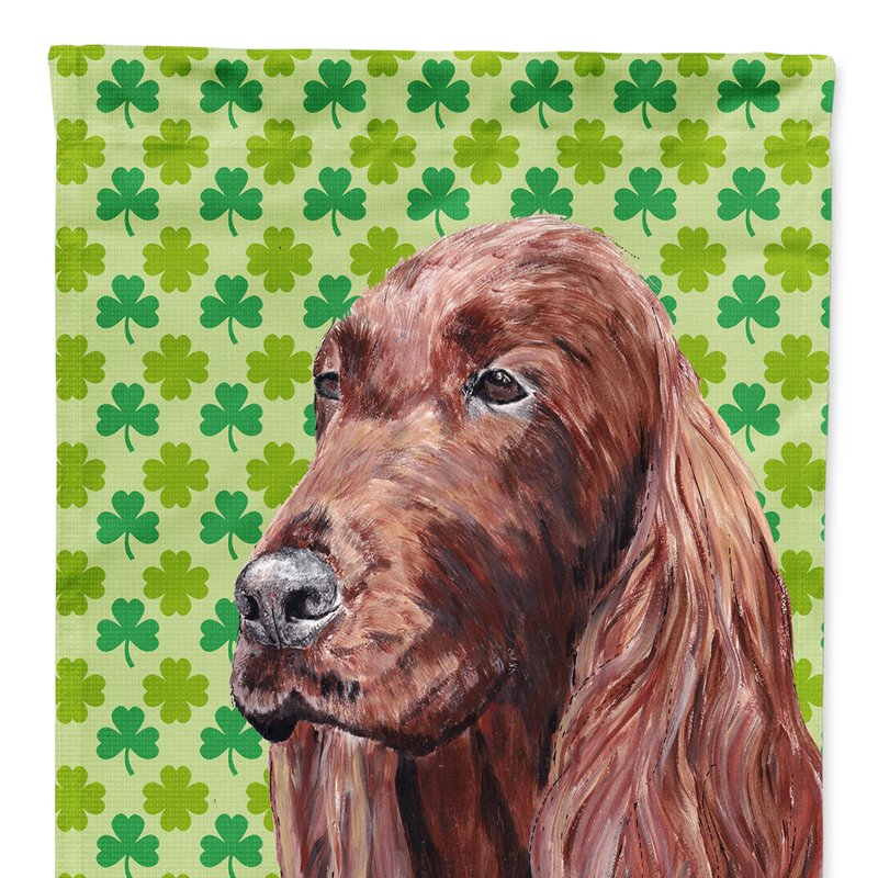 Caroline's Treasures 28 X 40 In. Polyester Irish Setter Lucky Shamrock St. Patrick's Day Flag Canvas House Size 2-sided H