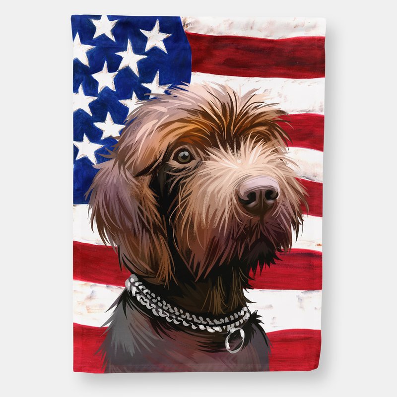 Caroline's Treasures 28 X 40 In. Polyester Pudelpointer Dog American Flag Flag Canvas House Size 2-sided Heavyweight In Red