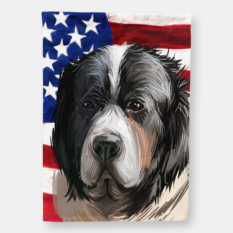 Caroline's Treasures 28 X 40 In. Polyester Pyrenean Mastiff Dog American Flag Flag Canvas House Size 2-sided Heavyweight