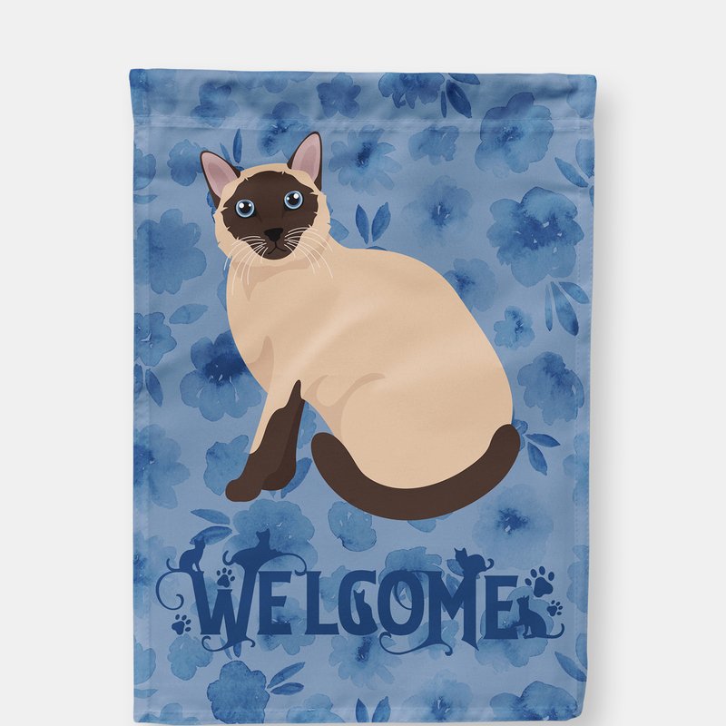Caroline's Treasures 28 X 40 In. Polyester Siamese Traditional Cat Welcome Flag Canvas House Size 2-sided Heavyweight In Blue