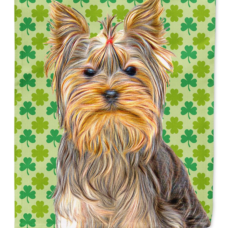 Caroline's Treasures 28 X 40 In. Polyester St. Patrick's Day Shamrock Yorkie / Yorkshire Terrier Flag Canvas House Size 2