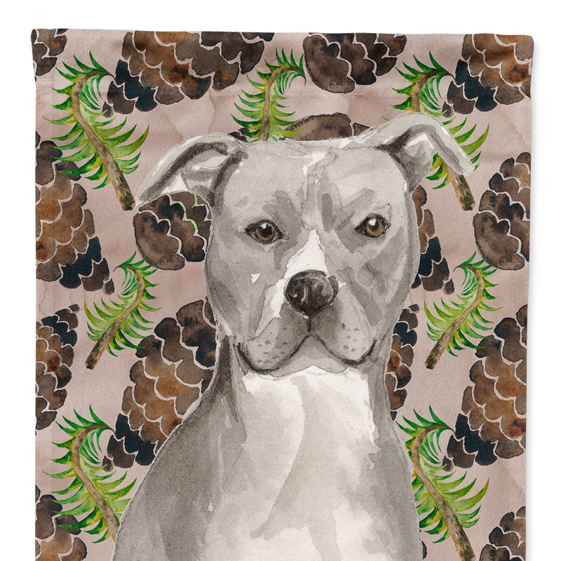 Caroline's Treasures 28 X 40 In. Polyester Staffordshire Bull Terrier Pine Cones Flag Canvas House Size 2-sided Heavyweig