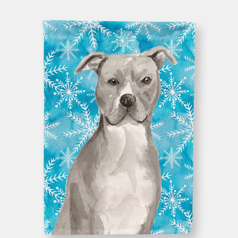 Caroline's Treasures 28 X 40 In. Polyester Staffordshire Bull Terrier Winter Flag Canvas House Size 2-sided Heavyweight