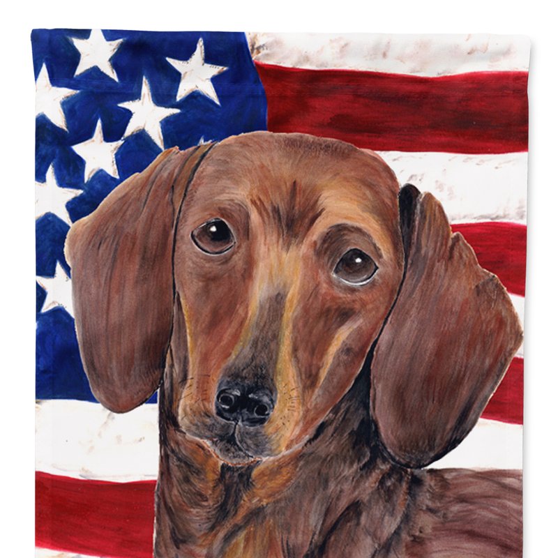 Caroline's Treasures 28 X 40 In. Polyester Usa American Flag With Dachshund Flag Canvas House Size 2-sided Heavyweight