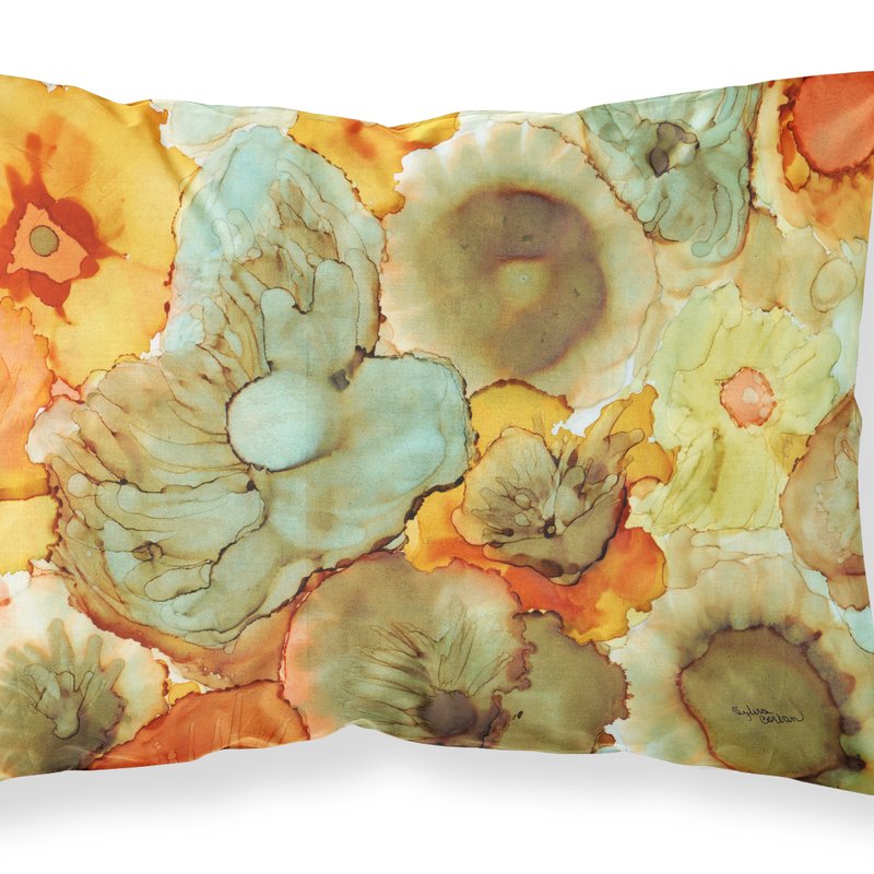 Caroline's Treasures Abstract Flowers Teal And Orange Fabric Standard Pillowcase