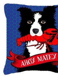 Ahoy Matey Nautical Border Collie Fabric Decorative Pillow