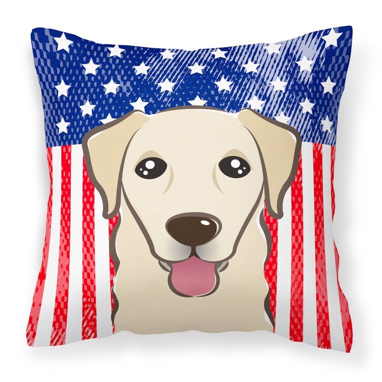 American Flag and Golden Retriever Fabric Decorative Pillow