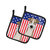 American Flag and Wire Haired Fox Terrier Pair of Pot Holders