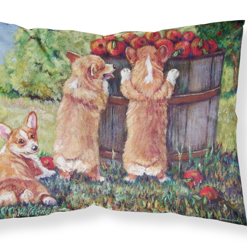 Caroline's Treasures Apple Helper Corgis Fabric Standard Pillowcase