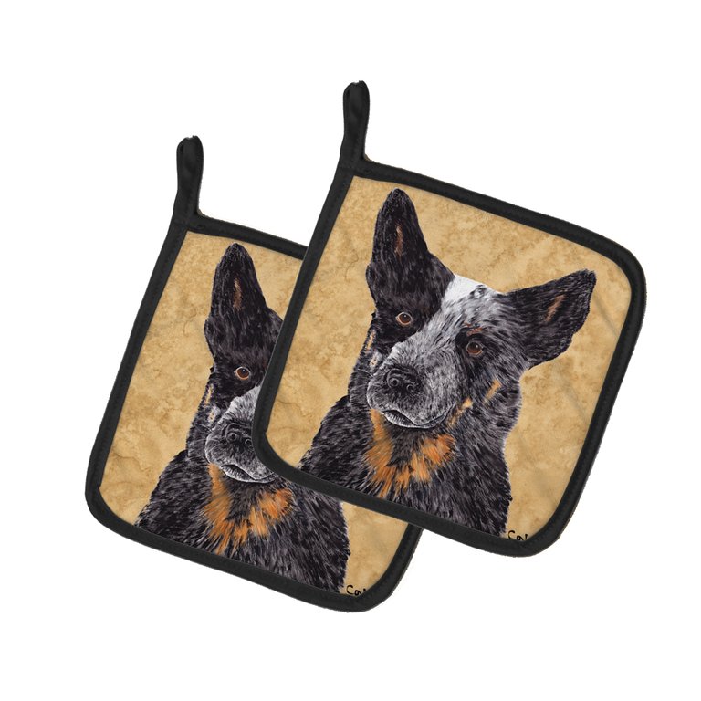 Australian Cattle Dog Wipe your Paws Pair of Pot Holders