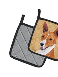 Basenji Wipe your Paws Pair of Pot Holders
