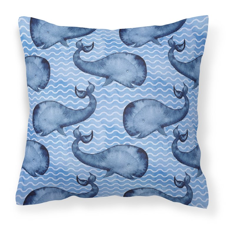 Beach Watercolor Whales Fabric Decorative Pillow