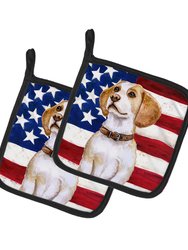 Beagle Patriotic Pair of Pot Holders