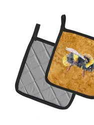 Bee on Gold Pair of Pot Holders
