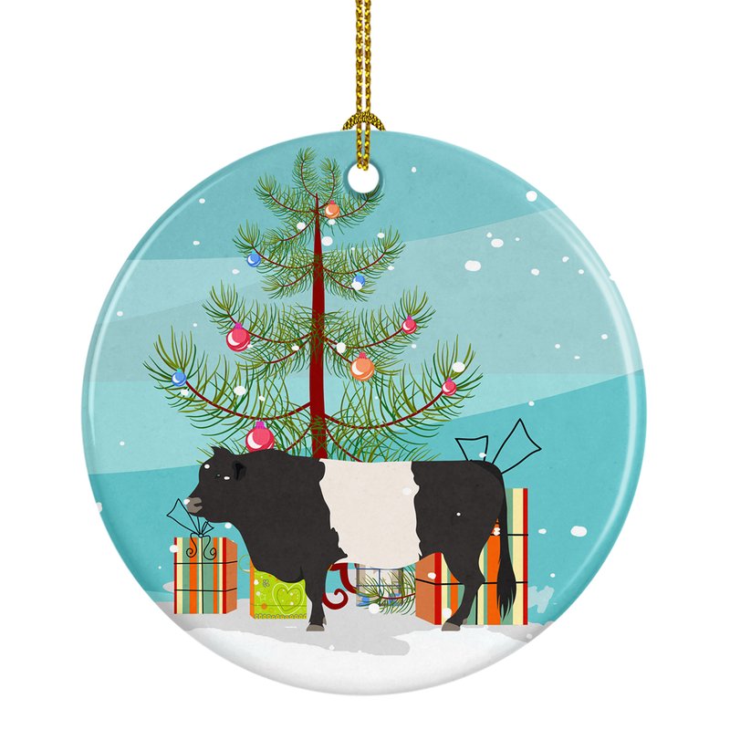 Caroline's Treasures Belted Galloway Cow Christmas Ceramic Ornament