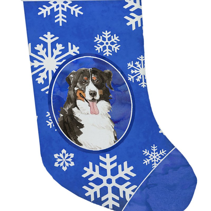 Caroline's Treasures Bernese Mountain Dog Winter Snowflakes Christmas Stocking In Blue