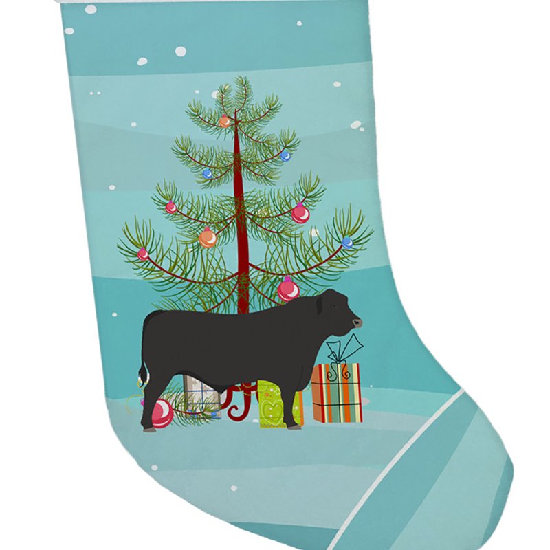 Caroline's Treasures Black Angus Cow Christmas Christmas Stocking In Animal Print