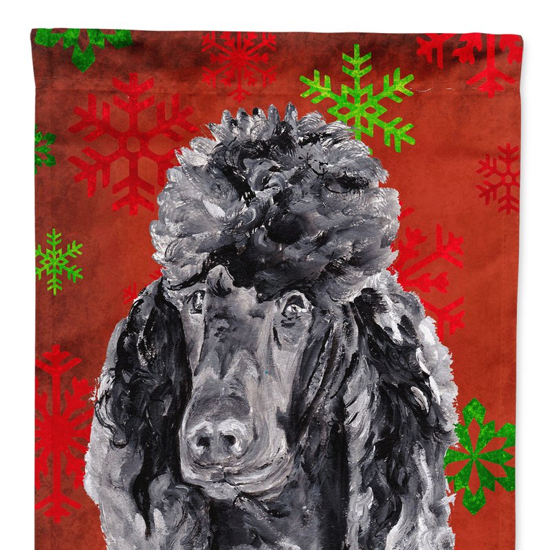 Caroline's Treasures Black Standard Poodle Red Snowflakes Holiday Garden Flag 2-sided 2-ply