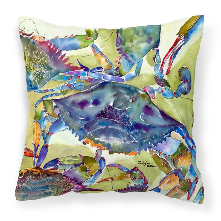 Blue Crab All Over Fabric Decorative Pillow