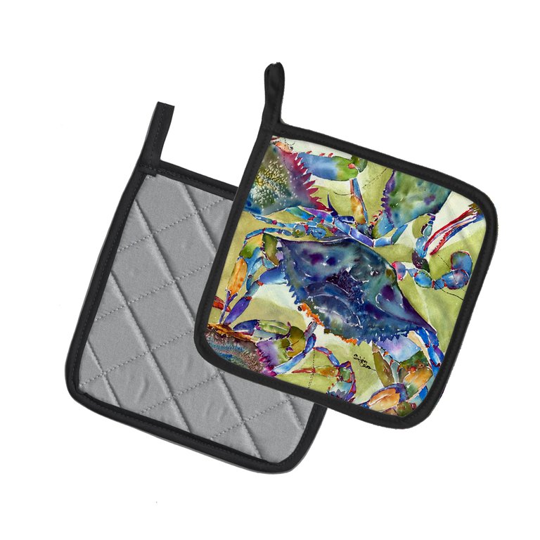 Blue Crab All Over Pair of Pot Holders
