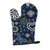 Blue Flowers Silver Gray Poodle Oven Mitt