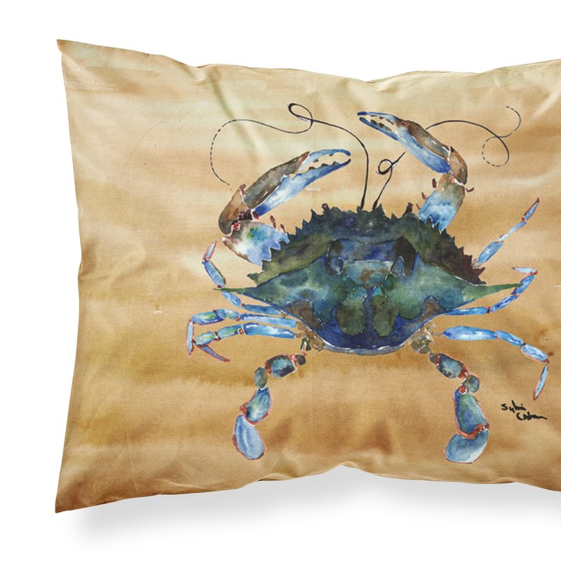 Caroline's Treasures Blue Male Crab Sandy Beach Fabric Standard Pillowcase