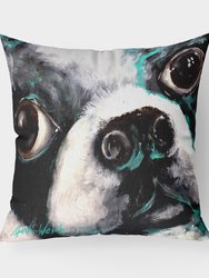 Boston Terrier Jake Pretty Please Fabric Decorative Pillow