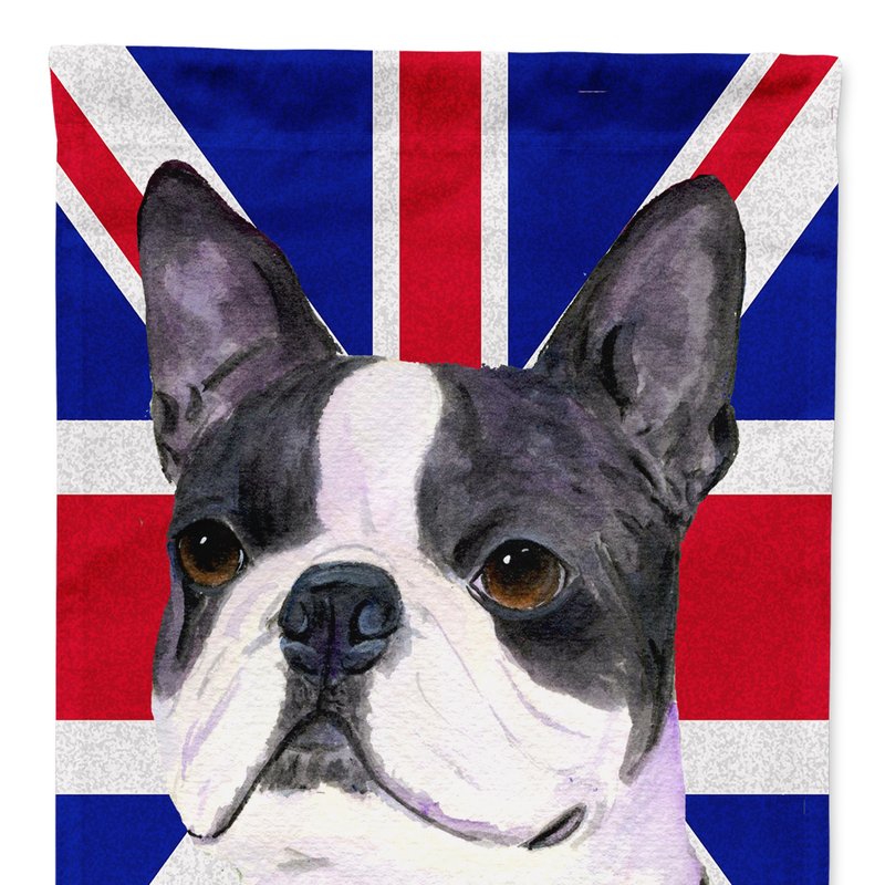 Caroline's Treasures Boston Terrier With English Union Jack British Flag Garden Flag 2-sided 2-ply
