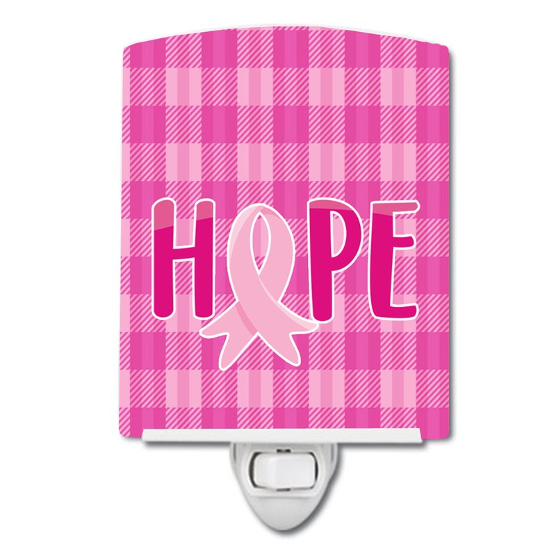 Caroline's Treasures Breast Cancer Awareness Ribbon Hope Ceramic Night Light In Pink