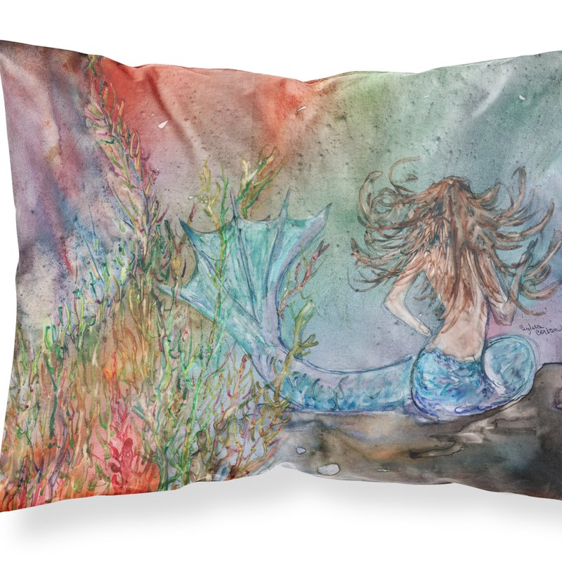 Caroline's Treasures Brunette Mermaid Water Fantasy Fabric Standard Pillowcase