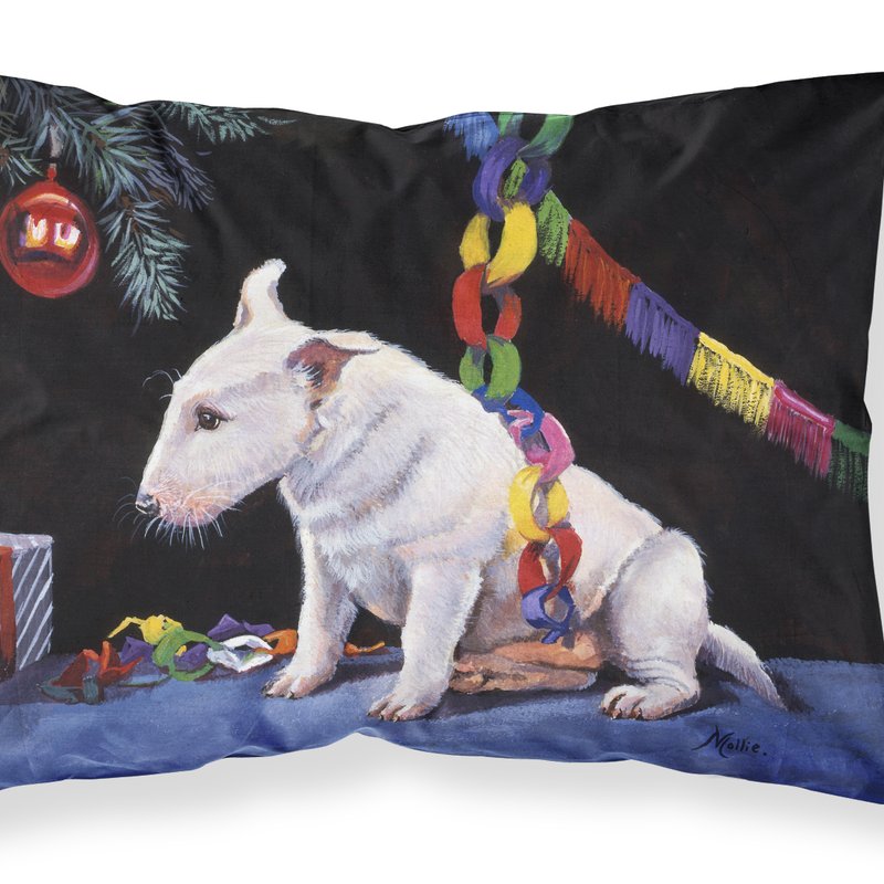 Caroline's Treasures Bull Terrier Under The Christmas Tree Fabric Standard Pillowcase