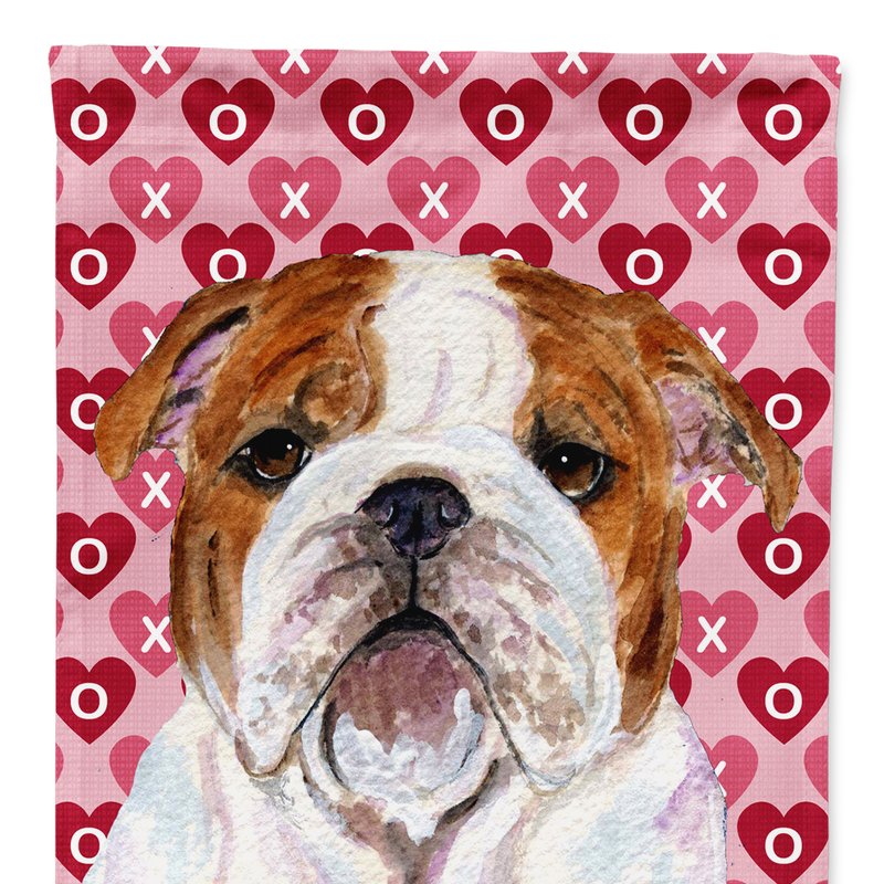 Caroline's Treasures Bulldog English Hearts Love Valentine's Day Garden Flag 2-sided 2-ply In Animal Print