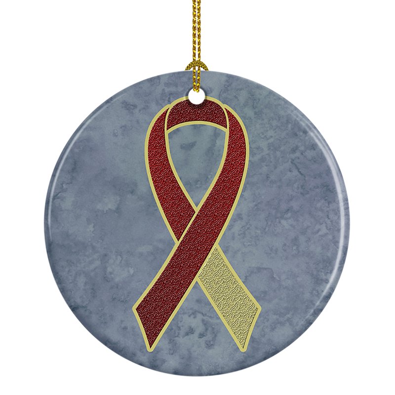 Caroline's Treasures Burgundy And Ivory Ribbon For Head And Neck Cancer Awareness Ceramic Ornament