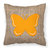 Butterfly Burlap and Orange BB1035 Fabric Decorative Pillow