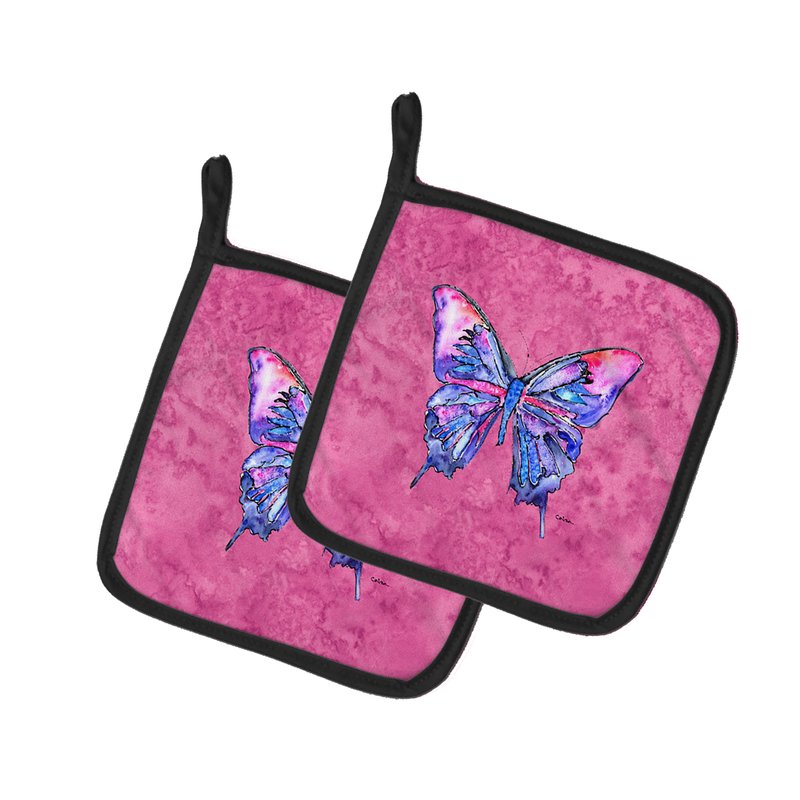 Caroline's Treasures Butterfly On Pink Pair Of Pot Holders